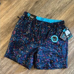 Birdie Bound Retro Geometric Performance Shorts/  Swim Shorts sz Small